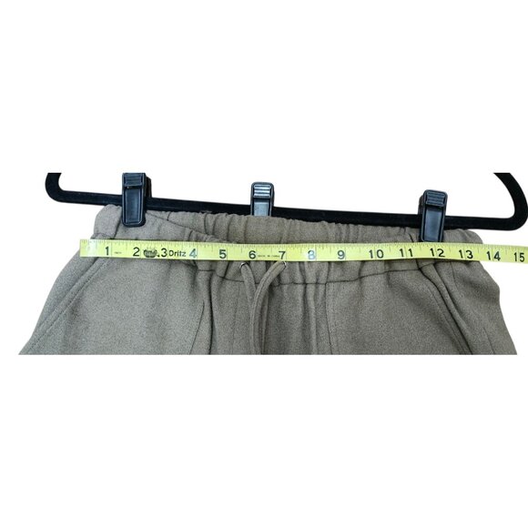 Moia wool blend pants womens brown drawstring elastic waist pockets Korean style - Picture 9 of 9